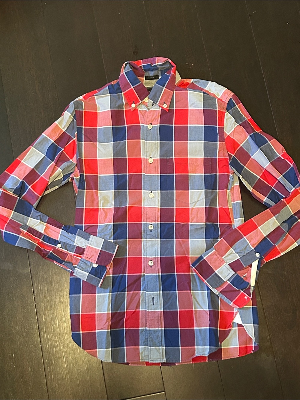 J. Crew Men's Red & Blue Plaid Button-Down Shirt